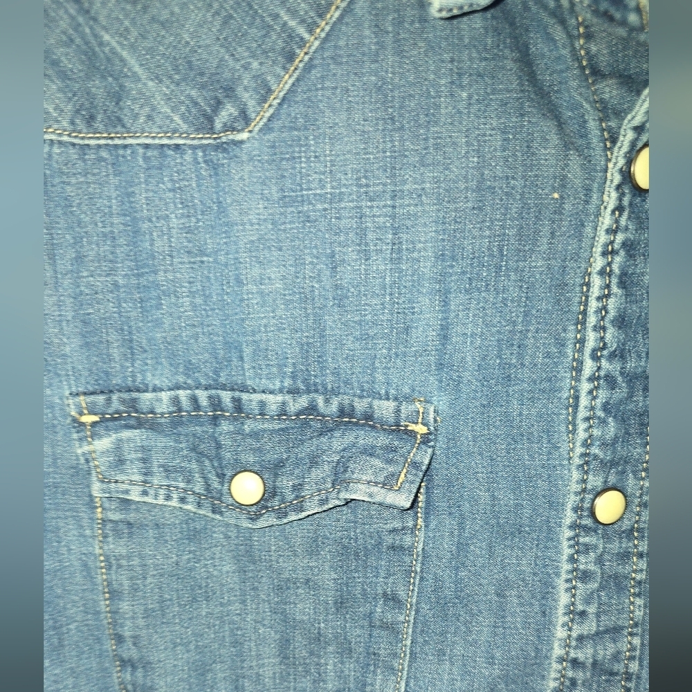H&M Denim Western Country Pearl Snap Button-Down Shirt Nashville - Picture 4 of 7